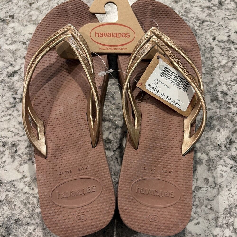 Havaianas Cappuccino Wedge Flip Flops Women's Sz 10.5 US New